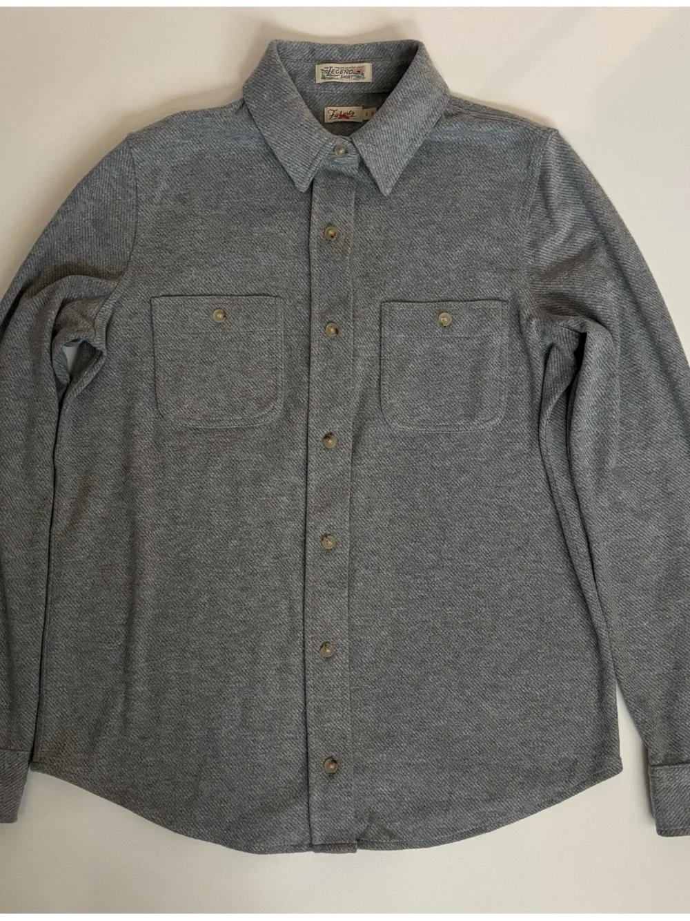FAHERTY  ‘Legend’ Knit Sweater Shirt Fossil Grey Twill Size S $178~ New No Tags - Picture 2 of 8